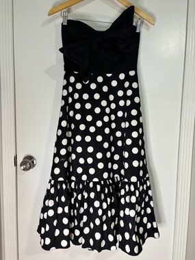 Black and White Polka Dot Strapless Dress